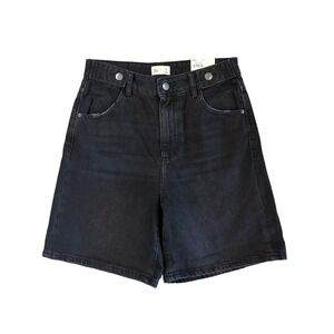 NWT SO Juniors Black High Rise Denim Shorts 100% Cotton Size 9 Casual Flat Front
